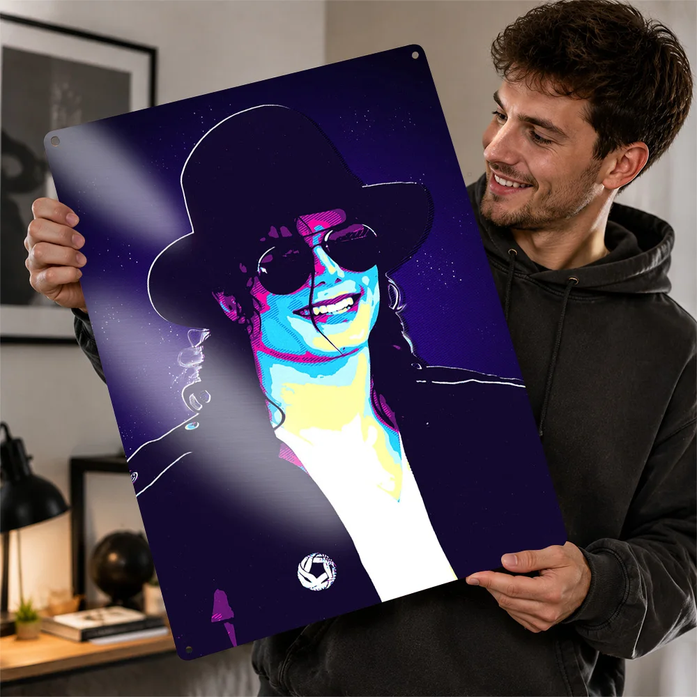 Michael Jackson Pop Art 3D Texture Printed Poster Custom Vintage Metal Tin Plate Sign for Wall Art Room Decorating Interior Home