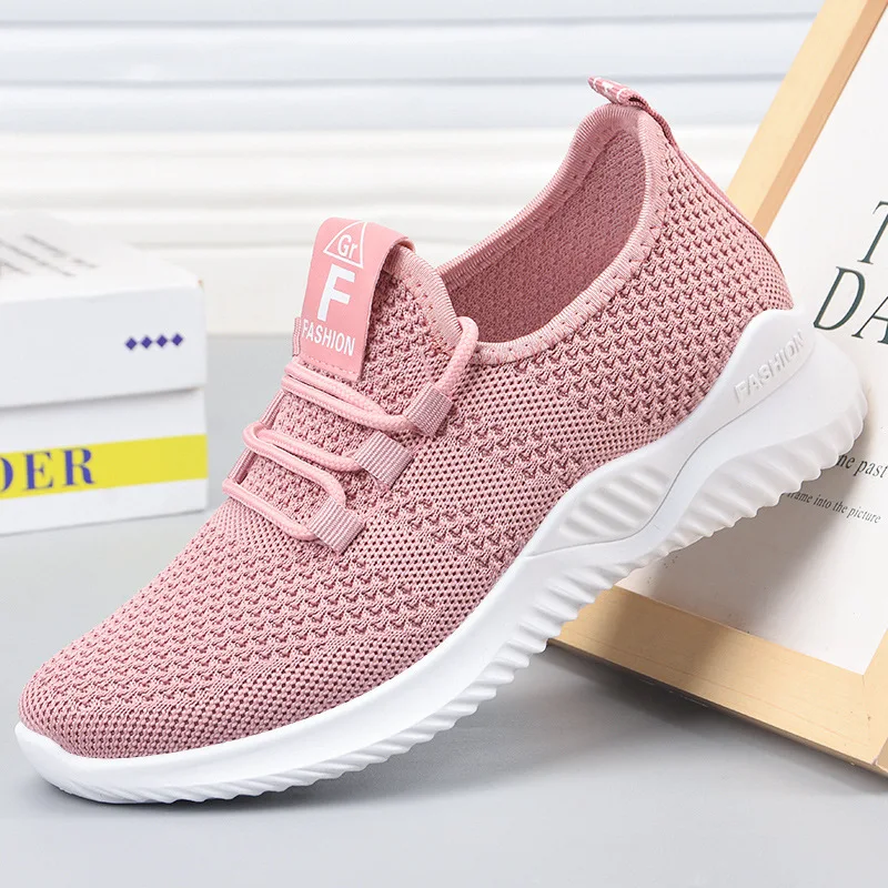 Women's Shoes2022 Casual Fashion Running Shoes Flying Woven Women's Breathable Shoes Soft Bottom Trendy Sneakers Women