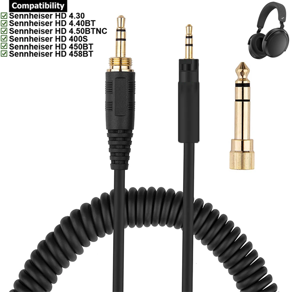 

Сменный пружинный кабель-удлинитель 6,35 мм для наушников Sennheiser HD 4,30 4.30i 4,30G 4.40BT 4,50 BTNC 400S 450BT 458BT