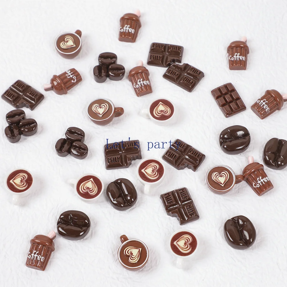 50Pcs 3D Artificial Resin Chocolate Flatback Cabochon Figurine Biscuit Scrapbooking DIY Jewelry Craft Decoration Accessories