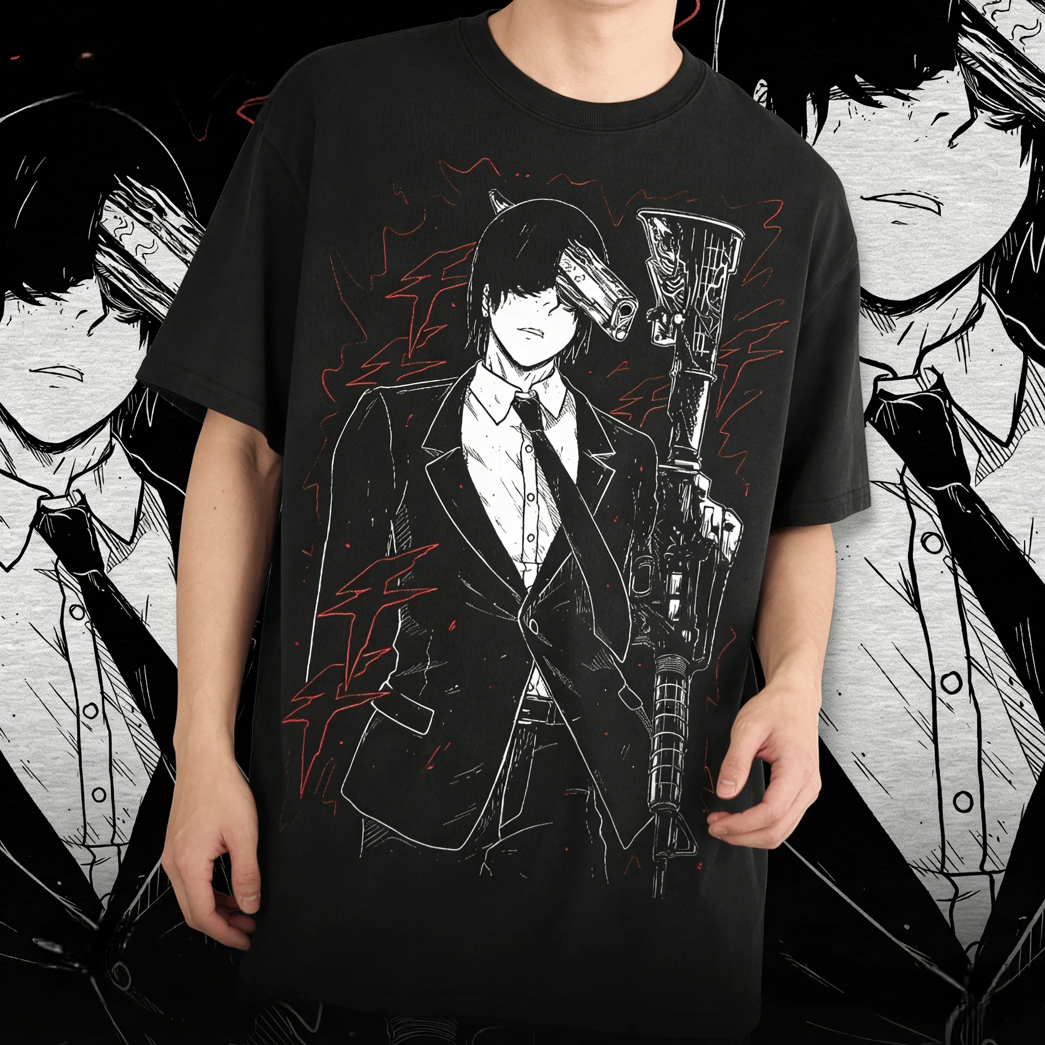 

Мужская футболка оверсайз с графическим принтом Kishibe из аниме Chainsaw Man, 100% хлопок, унисекс, с круглым вырезом, короткий рукав, Y2K, 2026, популярная уличная одежда