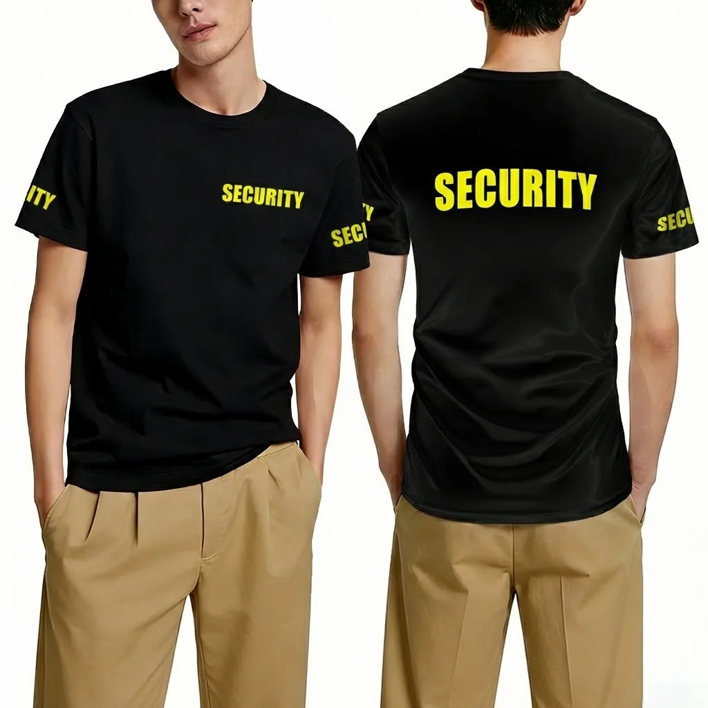 Classic Security Guard Uniform Bodyguard Professional Work O-Neck Tees Men's Lightweight Breathable Casual Short Sleeve T-Shirts