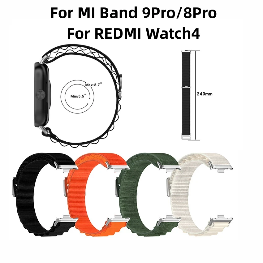 Nylon Woven Watch Strap for MI Band 9 Pro/8 Pro for REDMI Watch4 Accessory Replacement Parts Waved Watchband 1 Pcs