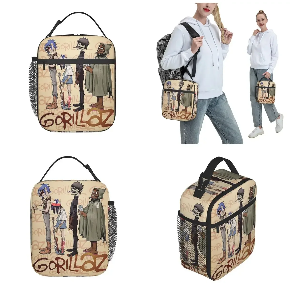 Music Band Gorillaz Insulated Lunch Bag Thermal Lunch Container Large Tote Lunch Box for Men Women Office Outdoor