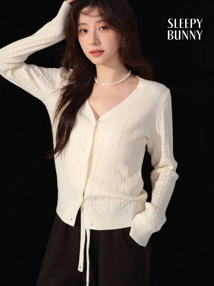 

Вязаный кардиган с v-образным вырезом, женский тонкий шерстяной свитер, элегантный теплый зимний трикотаж на пуговицах, многослойный повседневный повседневный наряд