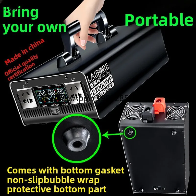 محول موجة جيبية نقية 12v24v48v60v72v إلى 220 فولت شاحنة بطارية السيارة الكهربائية تحويل الطاقة