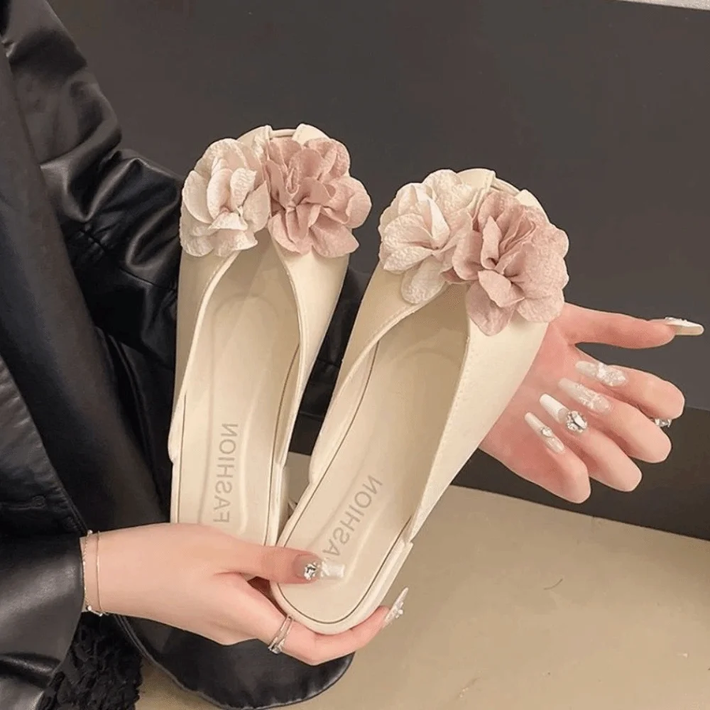 3D Flowers Women's Slippers Sweet Non-Slip Summer Beach Sandals French Style Lightweight Platform Slippers Everyday Outfits
