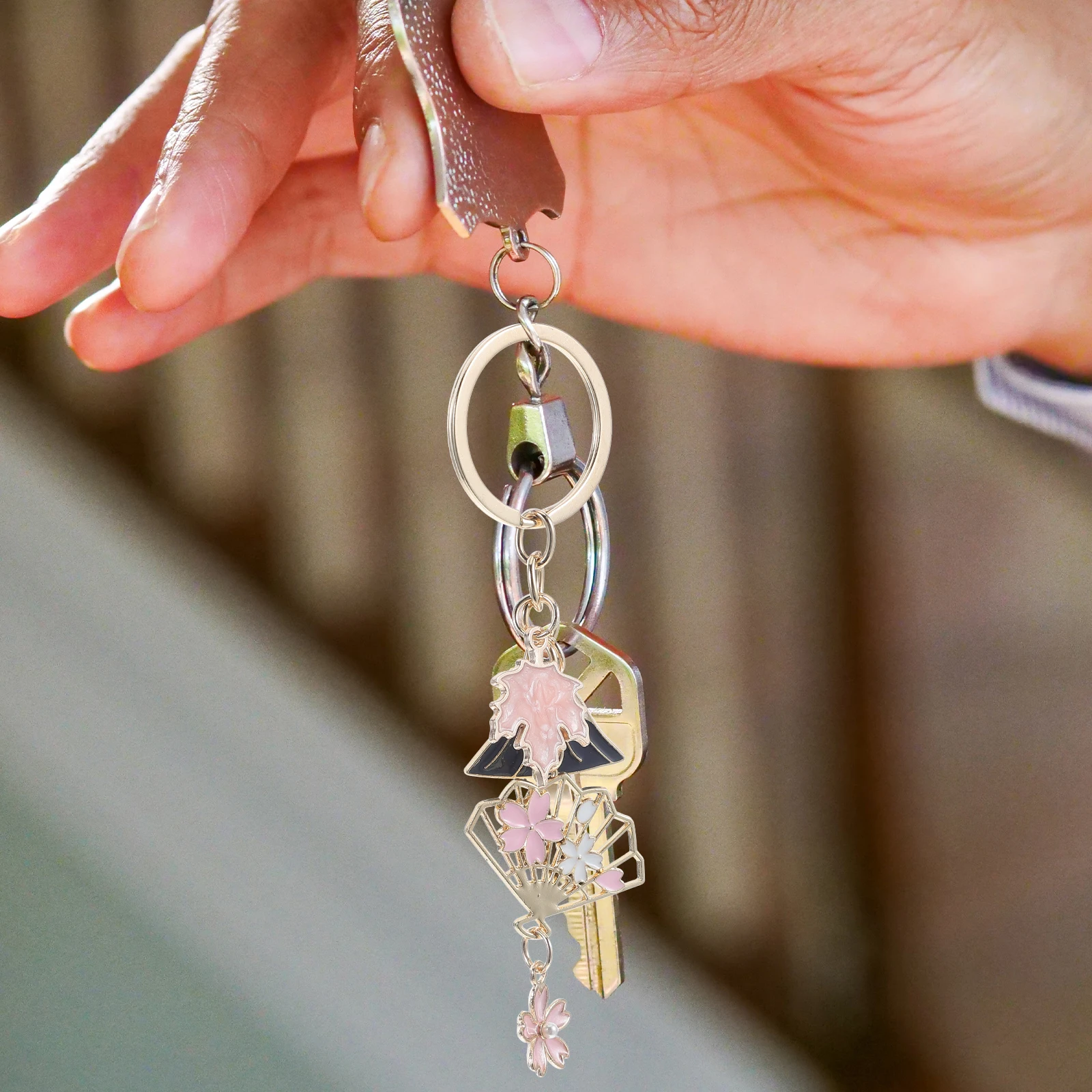 

Mount Fuji Keychain Blossom Enamel Car Tpu Bunny Decor Aesthetic Accessories Backpack Charm Zinc Alloy Durable