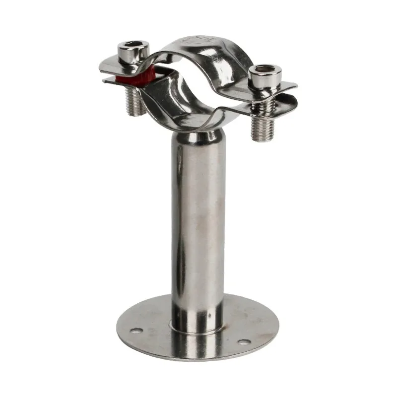 1PCS 12mm-89mm  Length 50mm/100mm/150mmTube O/D Stainless Steel Pipe Clamp Clip Support Bracket With Base Plate Pole