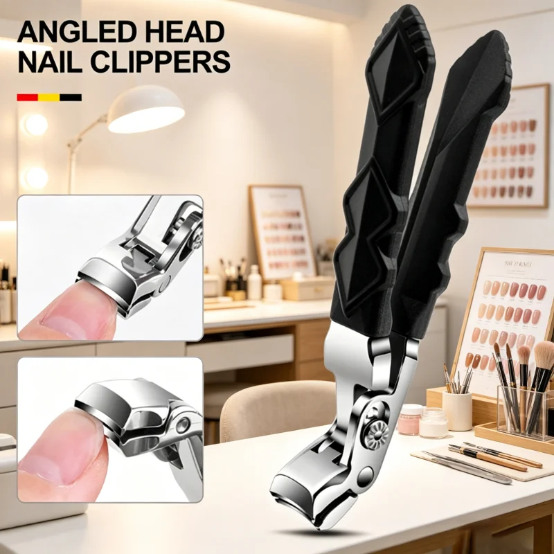 NEW Senior Friendly Angled Nail Clippers Ergonomic, Toenail Cutter for Thick Nails, Professional Manicure Pedicure Trimmer Tool