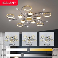 IRALAN Luxury Ceiling Chandelier Black and Gold Lustre Nordic Ceiling Pendant Lamp Remotely Controlled Dimmable Ceiling Lamp