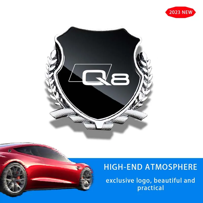 Car Side Modification Sign Triangular Metal Sticke For Audi Q8 E Tron Carplay Emblem Tailight Upgrade Accessories Diffuser 2024