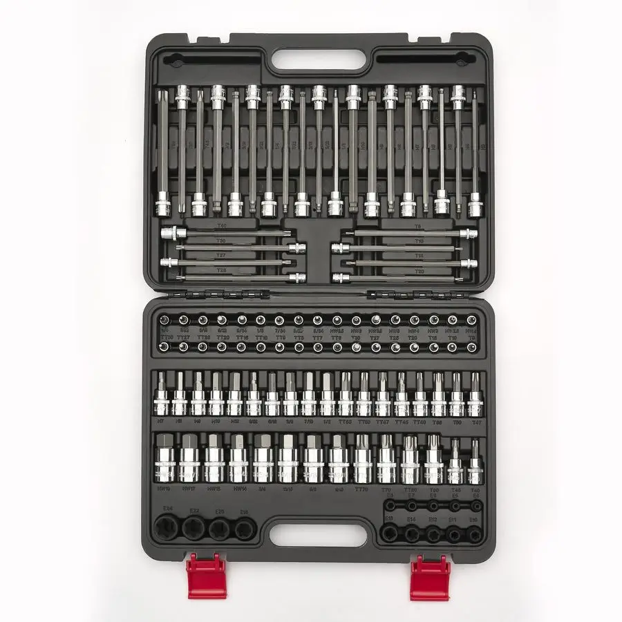 

Master Torx amp Allen Bit Socket Set, S2 Steel, 1 4 3 8 1 2 Drive, Long Torx, Ball End Hex, TamperResistant Star, EStar Sockets,