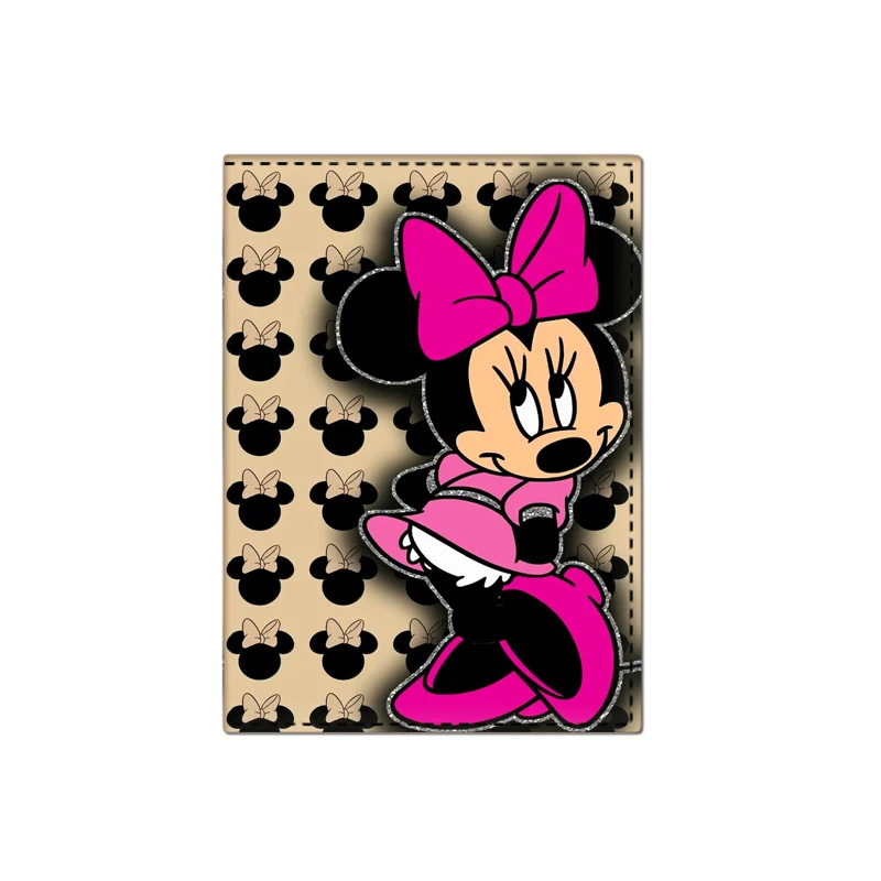 Porte-passeport multifonction Disney Minnie pour hommes et femmes, étui portefeuille en cuir PU, porte-cartes bancaires d\'identité, accessoires de