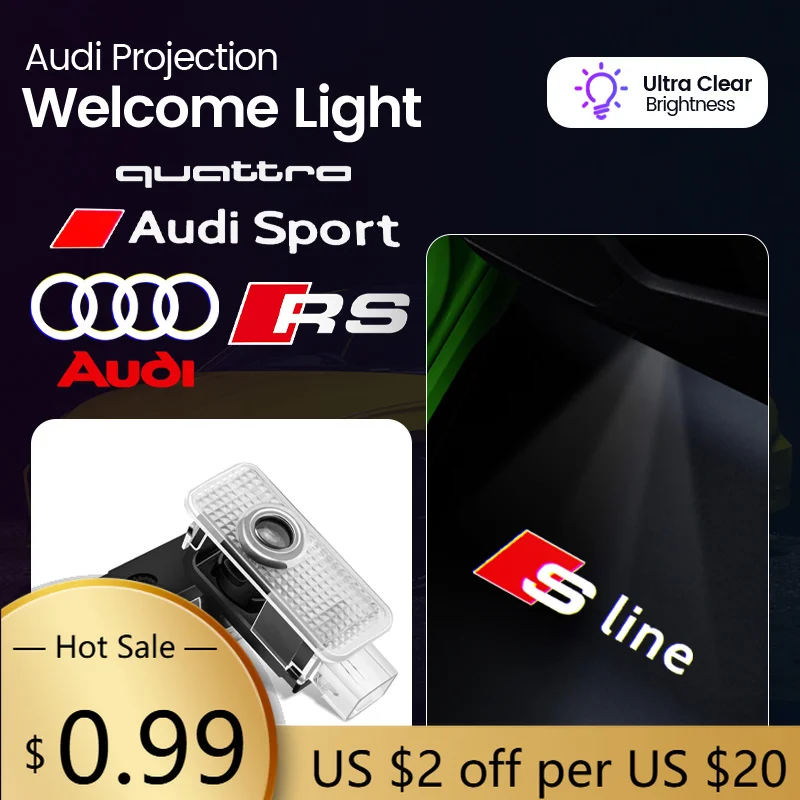 

Hub Caps 2pcs Car Door Welcome Lights Audi Sport Logo Projector Ghost Shadow Lamp For Audi Quattro Q2 Q3 Q5 Q7 Q5L Q4 Q8 Q1 A3 A