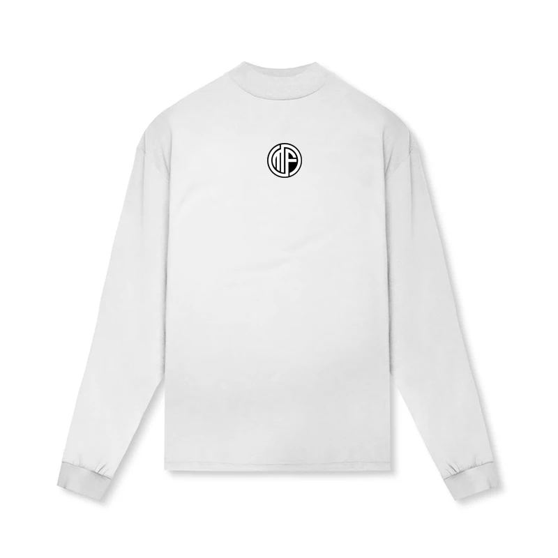 الخريف ملابس قطنية طويلة الأكمام مريحة عالية الياقة المتضخم فضفاض بلايز الرجال اللياقة البدنية الصالة الرياضية كمال الاجسام الجري الرياضة T