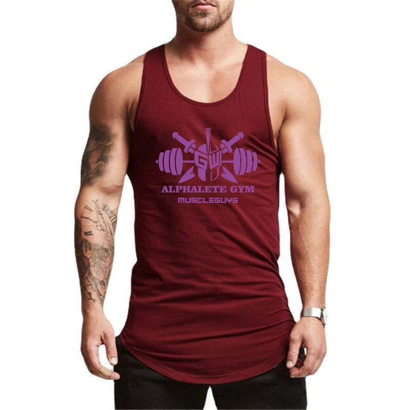 Men Summer Gym Workout  Muscle Tanktop Sleeveles Fitness Tank Top Stringer Clothing Sportwear Moisture-wicking Cotton Cool Shirt