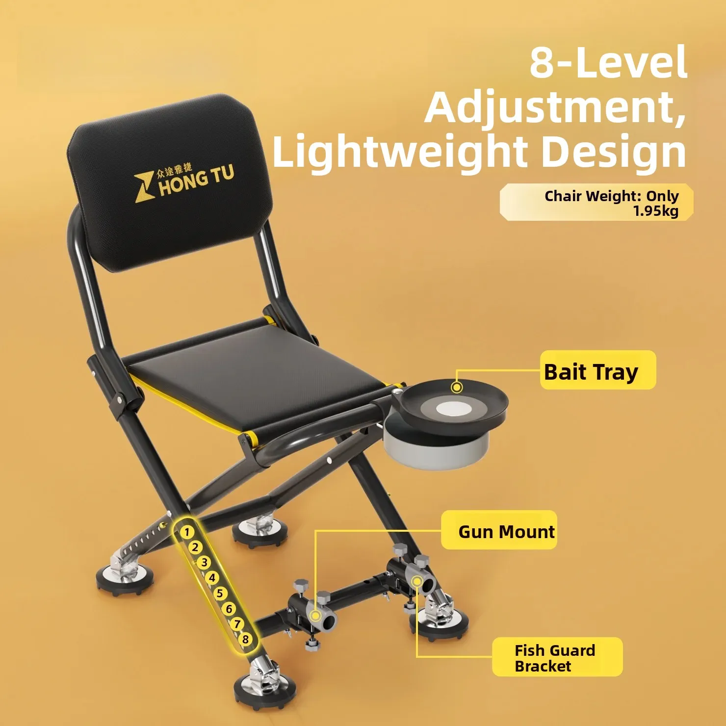 2026 New Portable Multi-Functional Folding Fishing Chair Backrest Camping Outdoor Travel Gear Durable Fishing  Stool