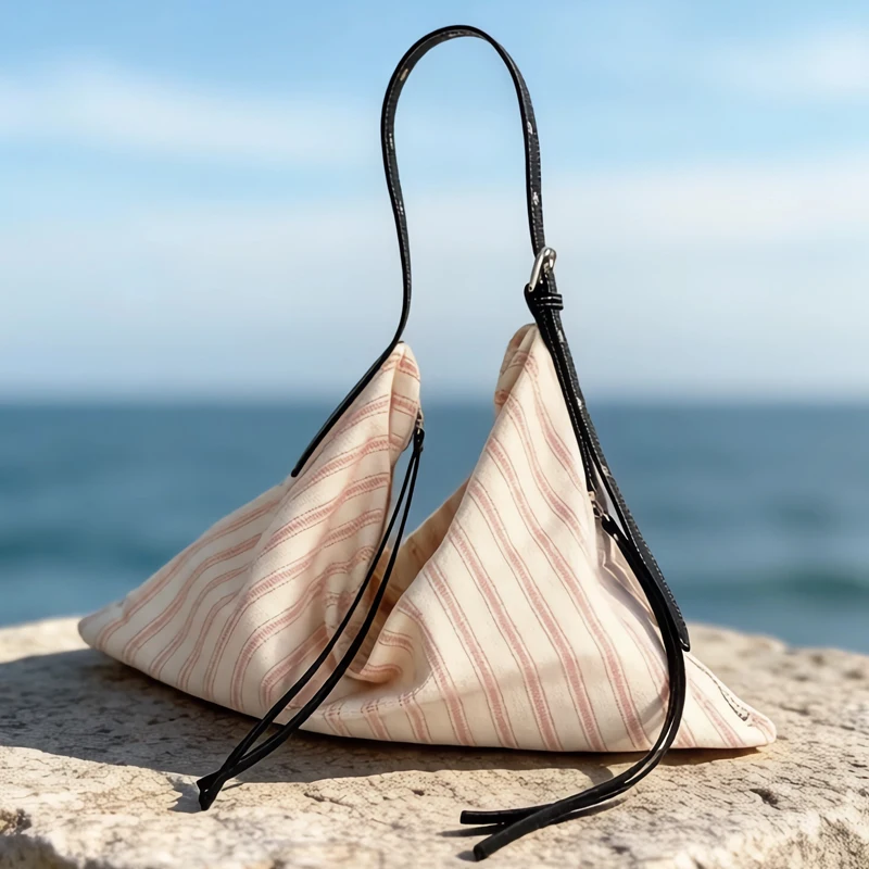Oversized Slim Stripe Tote Bags For Women Luxury Designer Handbags Purses 2026 New In Polyester Large Capacity Underarm Shoulder