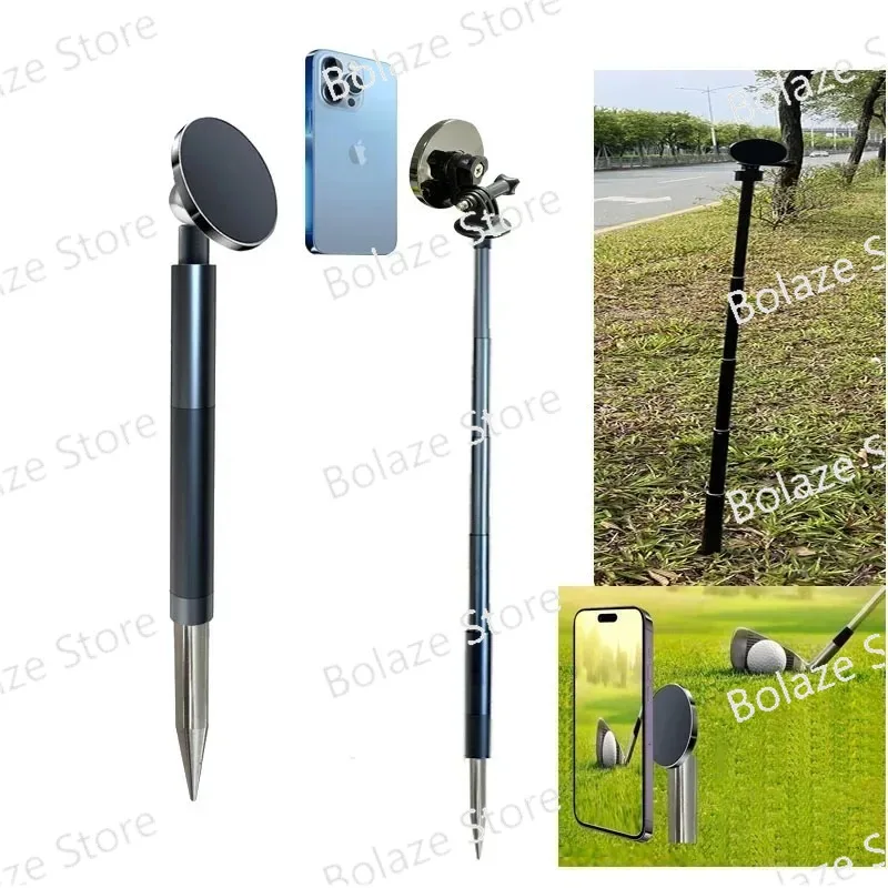 Golf Mag-safe Phone Holder Magnetic Mount Tripod Extendable Selfie Stick Plug Stand for Smartphone Camera Go Pro DV