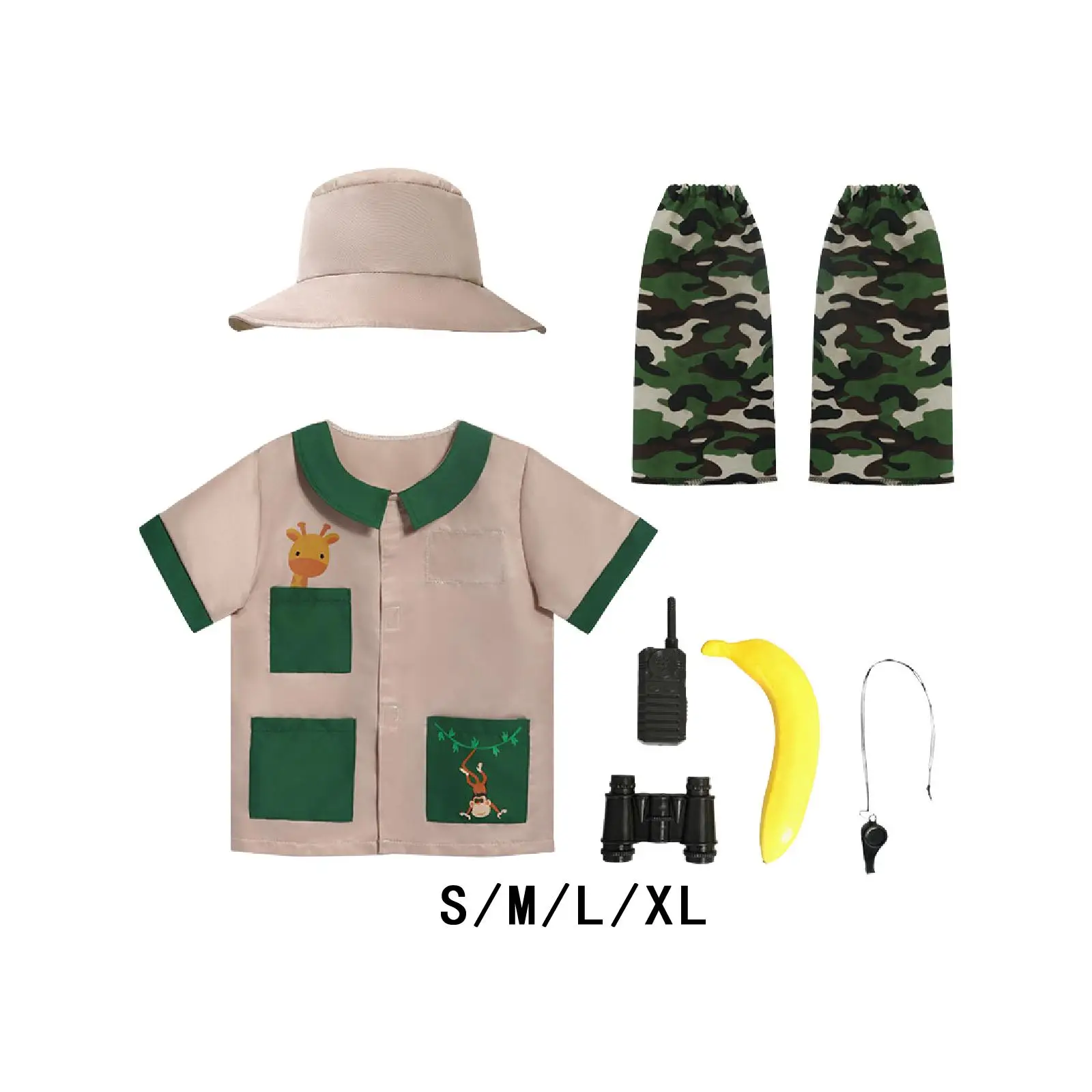 

Kids Explorer Vest Polyester Adventure Costume Set Dress Up Pretend Play Jungle Outfit for Outdoor Exploration