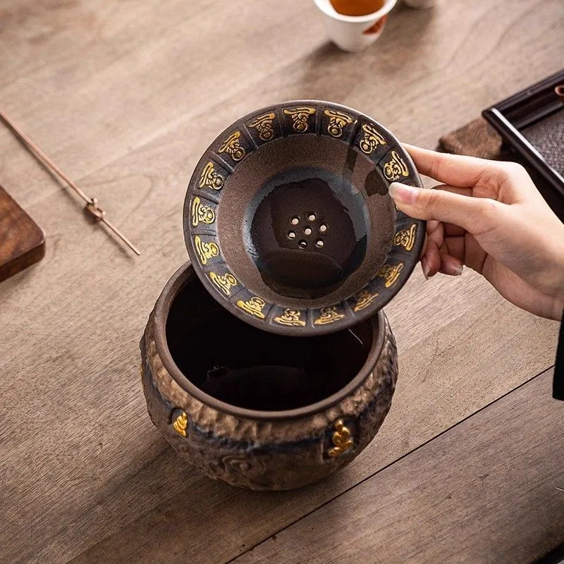 

Old Rock Mud Tea Washing Retro Rough Pottery Tea Pot Water Basin Pen Washing Tea Residue Tank Tea Ceremony Accessories ZG362
