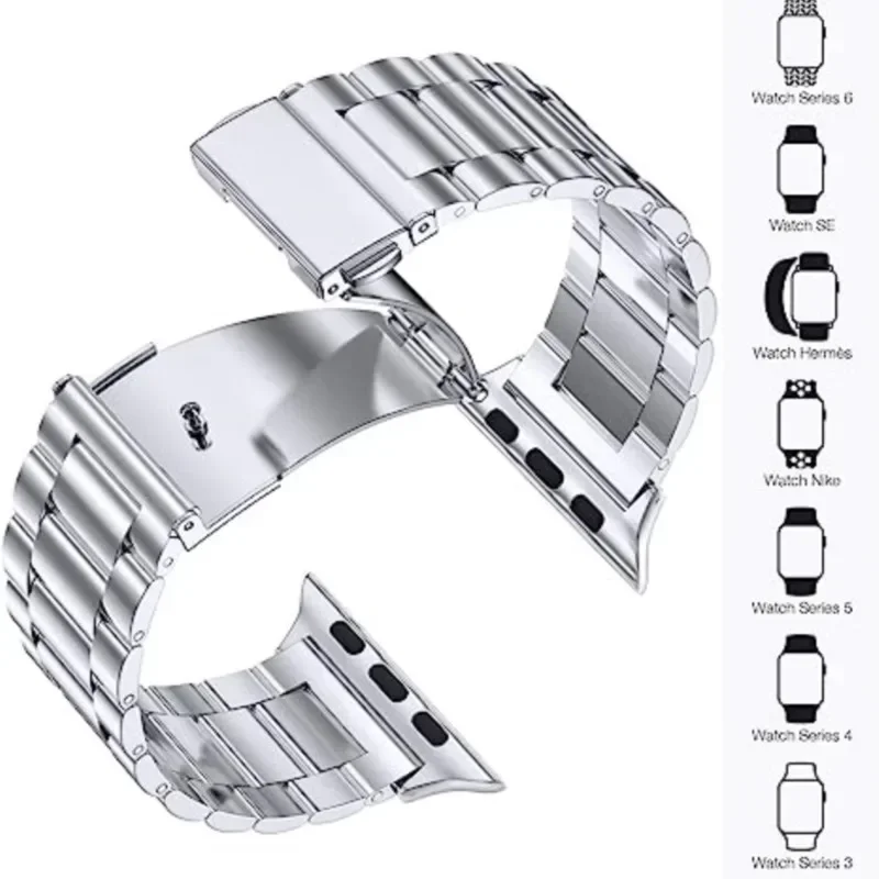 Stainless Steel Strap for Apple Watch band 44mm 45mm 38-42-40mm-41mm Metal link Bracelet iWatch series 8 7 6 5 4 3 se Ultra 49mm