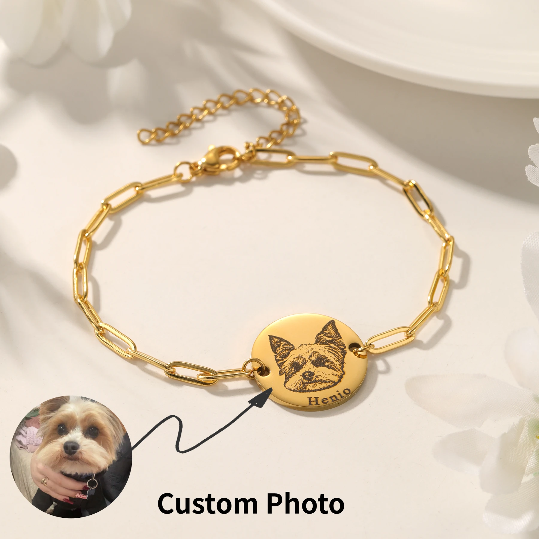 

Персонализированный браслет с портретом домашних животных, подарок для любителей домашних животных, персонализированный браслет для собак, индивидуальный подарок для домашних животных, подарок для нее