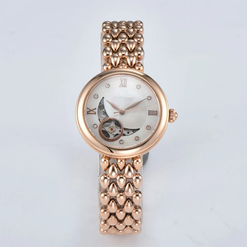Relojes de pulsera para mujer de moda de 32,3 mm con esfera romana de diamante artificial Miyota 8215/82S0 movimiento automático puede personalizar el logotipo