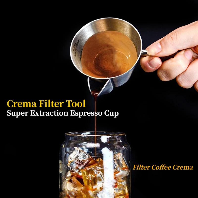 Stainless Steel Espresso Shot Cup, Grease Filter Extraction Cup, Coffee Measuring Ounce Cup for Rich Crema