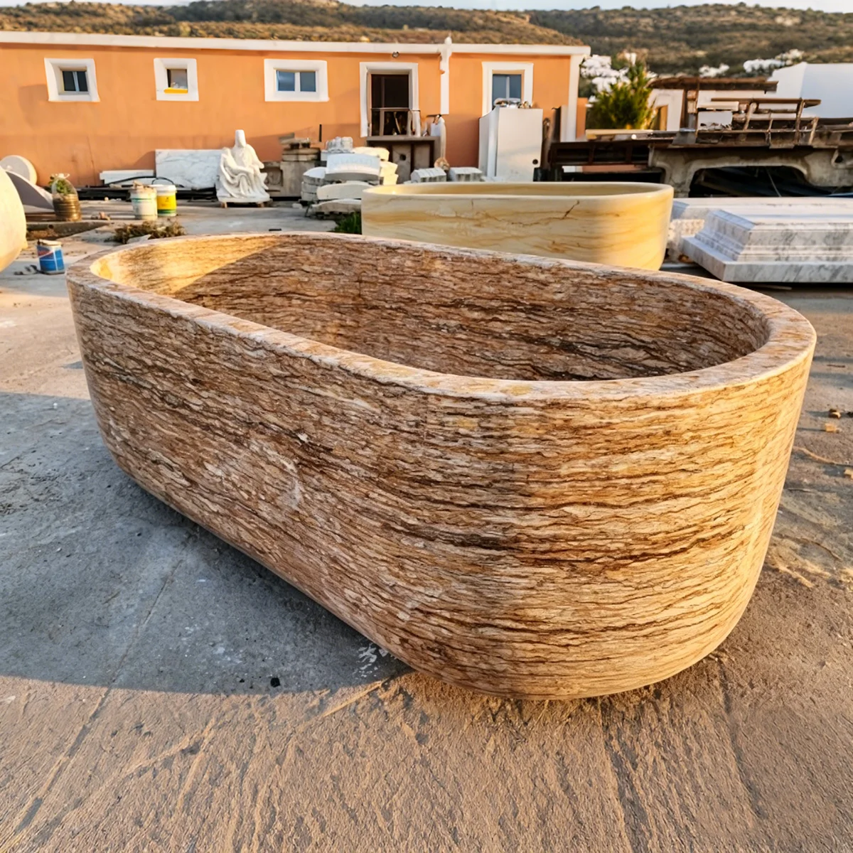 #￥Wholesale Luxury Natural Stone Freestanding Bathtub Modern Vintage Shower Tub for High End Apartment and Hotel Bathroom