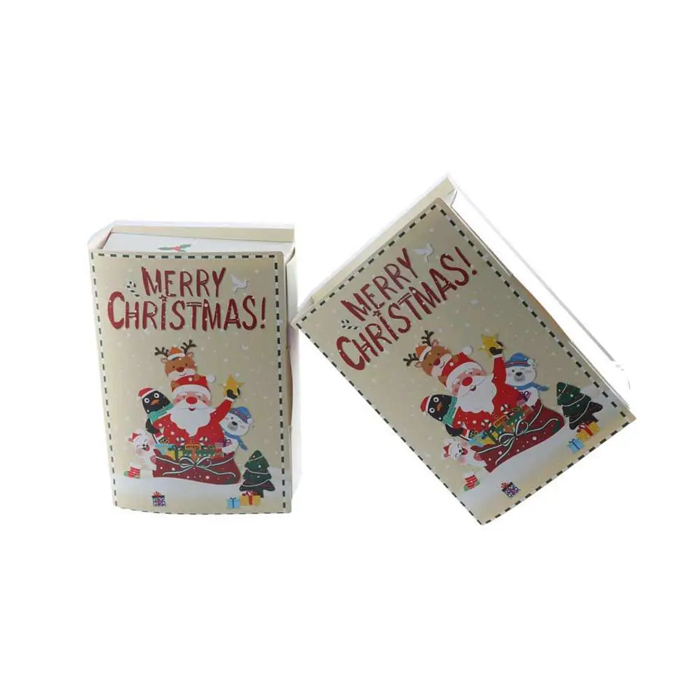 5pcs Paper Xmas Gift Packing Box Book Shape Creative Magic Book Sugar Box Santa Book Shape Paper Box Packaging Candy