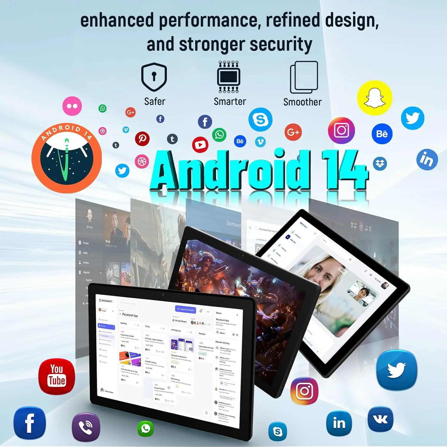 Tablet Android 11 Inci 14GB + 64GB Octa-Core 6800MAh Widevine L1 8 In 1 dengan Casing Pelindung Mouse Keyboard Pengisi Daya Headset Stylus