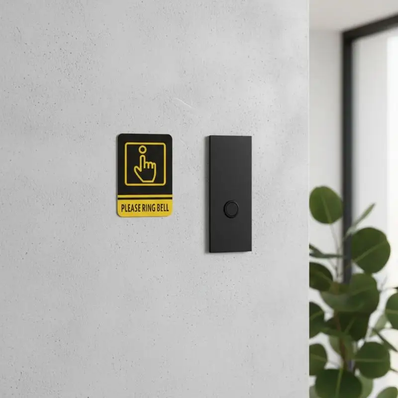 Funny Please Ring Bell Wall Sign 2Pcs Waterproof Acrylic Plaque for Dorm Apartment Front Door Decor