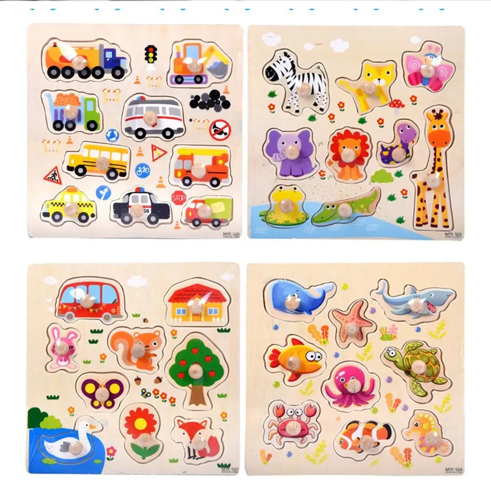 Sea Puzzle Wood Kids Puzzle Cognitive Small Size Jigsaw Games Animal Vehicle Toddler Preschool Educational Toy Infant