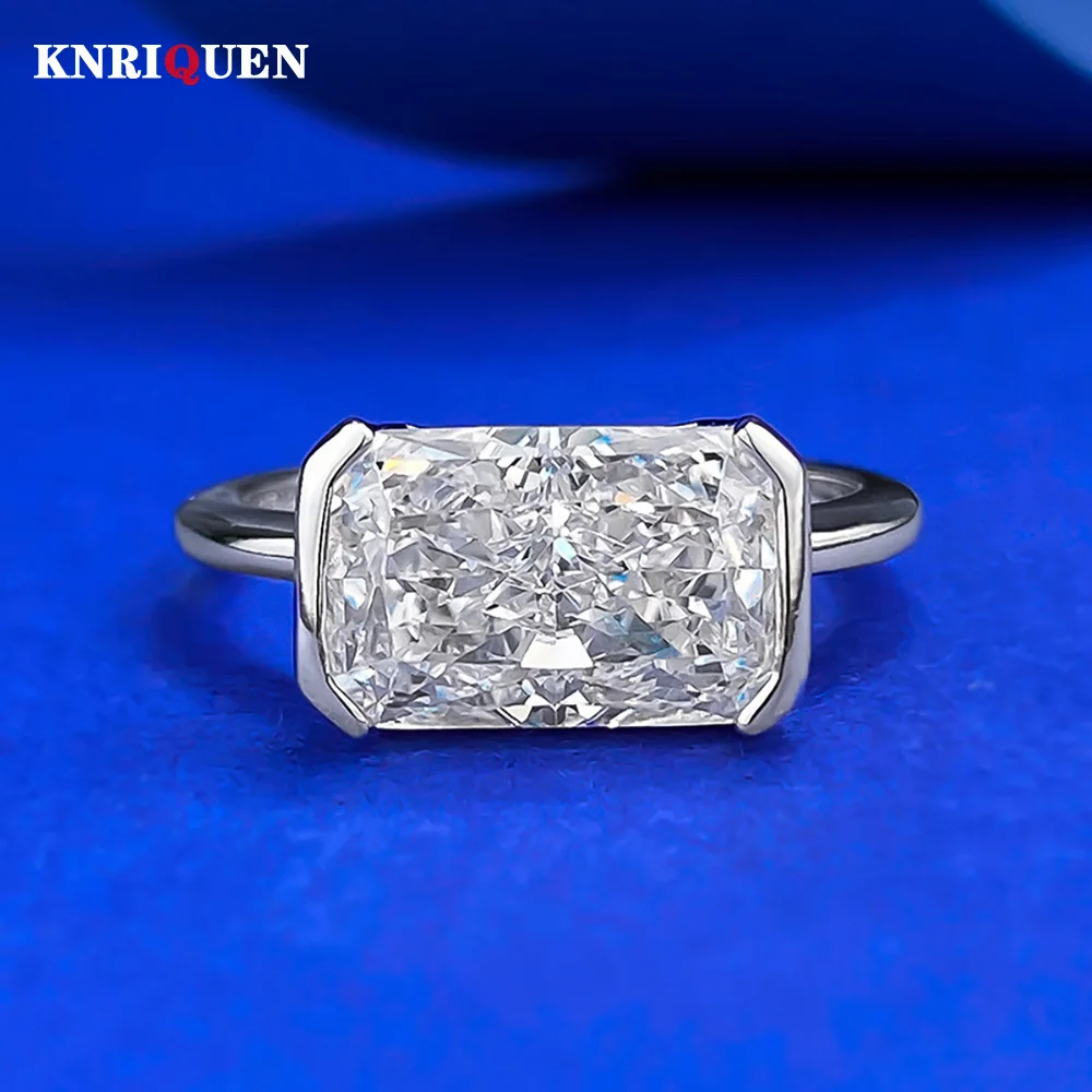 

KNRIQUEN 100% 925 Sterling Silver Iced Cut 7*11mm Lab Diamond Rings for Women Engagement Wedding Ring Fine Jewelry Birthday Gift