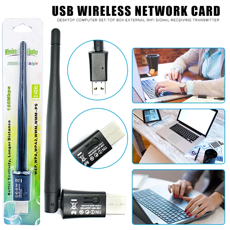 USB Wifi Adpater Wireless Receiver Transmitter Antenna Net Card 150Mbps Wi-Fi Emitter For PC Desktop Computer 2.4G Network Card