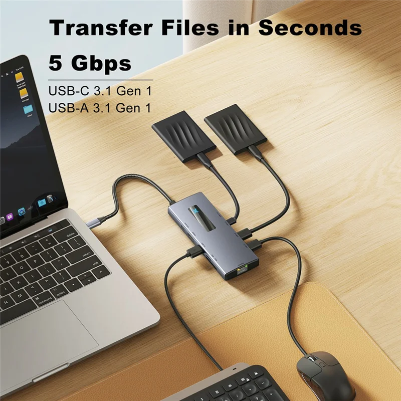 ABKQ-10-In-1 Тип-C-концентратор 4K 60 Гц USB C-концентратор типа C к порта Ethernet PD 100 Вт USB 3.0 Концентратор SD/TF Слот для карт для ноутбука-планшета