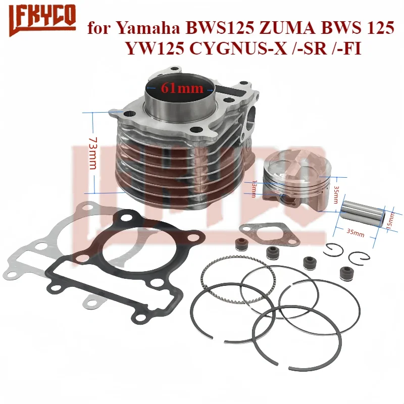 61mm Motorcycle Cylinder Kit 180CC for Yamaha BWS125 ZUMA BWS 125 YW125 CYGNUS-X /-SR /-FI Piston Ring Tool 4-Stroke Engine Part