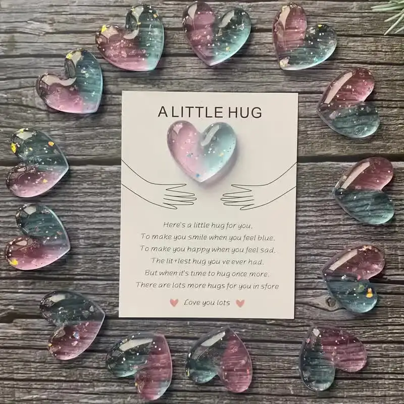 Romántico abrazo de bolsillo de corazón de Resina: tarjeta de felicitación sorprendente, perfecta para fomentar ocasiones especiales, perfecta para