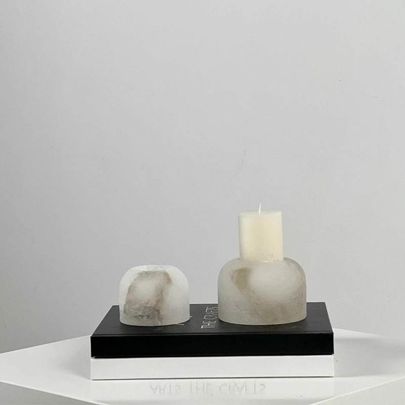 

Light luxury marble candle holder ornament designer model room props living room marble high-end wax table decoration