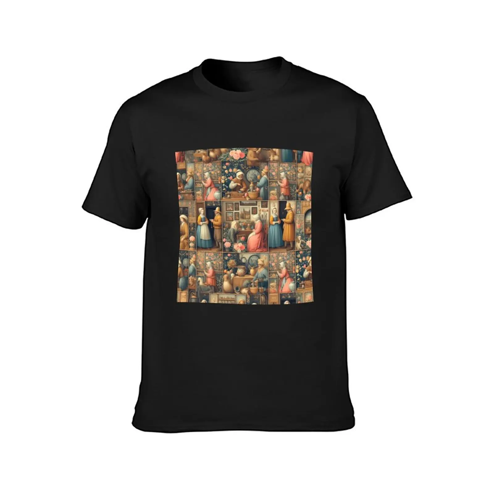 Vermeer-inspired pattern 8 T-Shirt oversizeds summer tops mens t shirt graphic