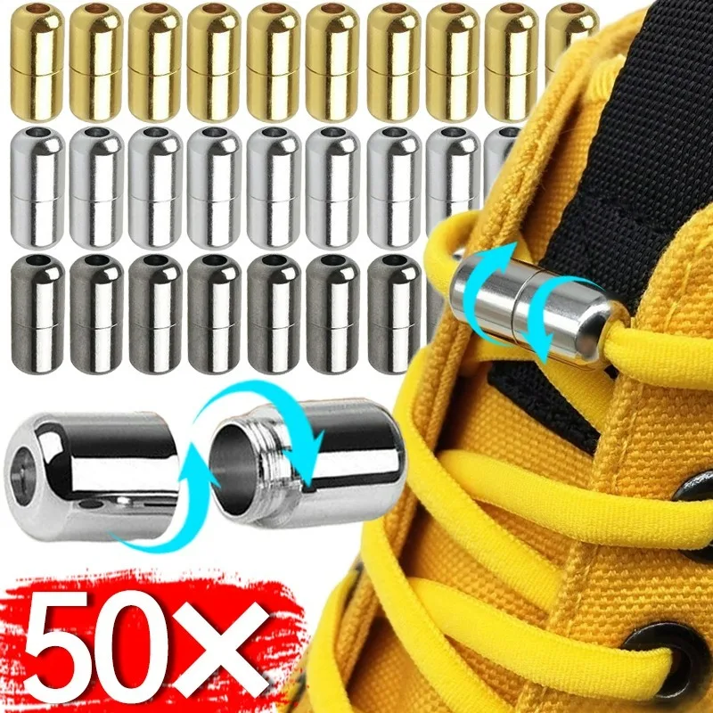 2/50Pcs No Ties Lock Shoelaces Sneakers Elastic Shoelace Tie Free Shoe Lazy Laces Capsule Lock Quick Shoe Strings for Adult Kids