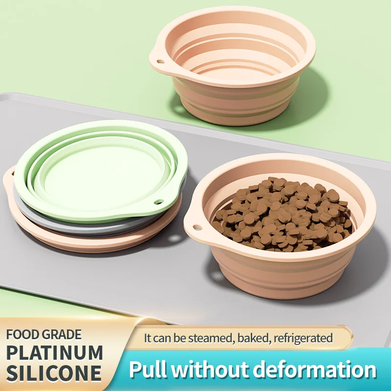 Collapsible Silicone Dog Bowl,Foldable Expandable Cup Dish for Small Pet Cat Food Water Feeding Portable Travel Bowl view 2