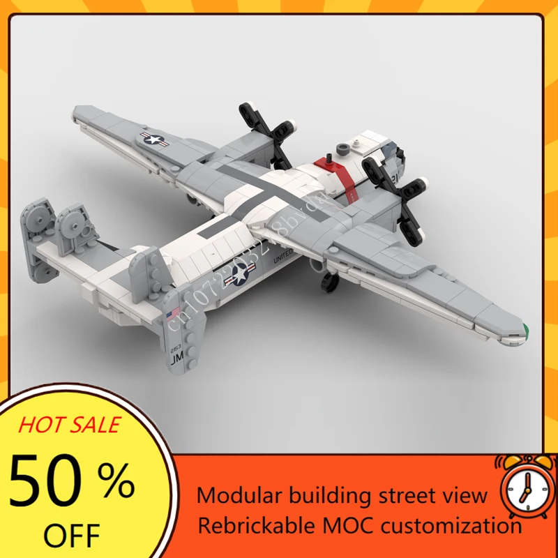 518PCS MOC Building Blocks 1:72 Scale C-2 Greyhound Plane Model DIY Assembled Bricks Aircraft Creative Children Toys Xmas Gifts