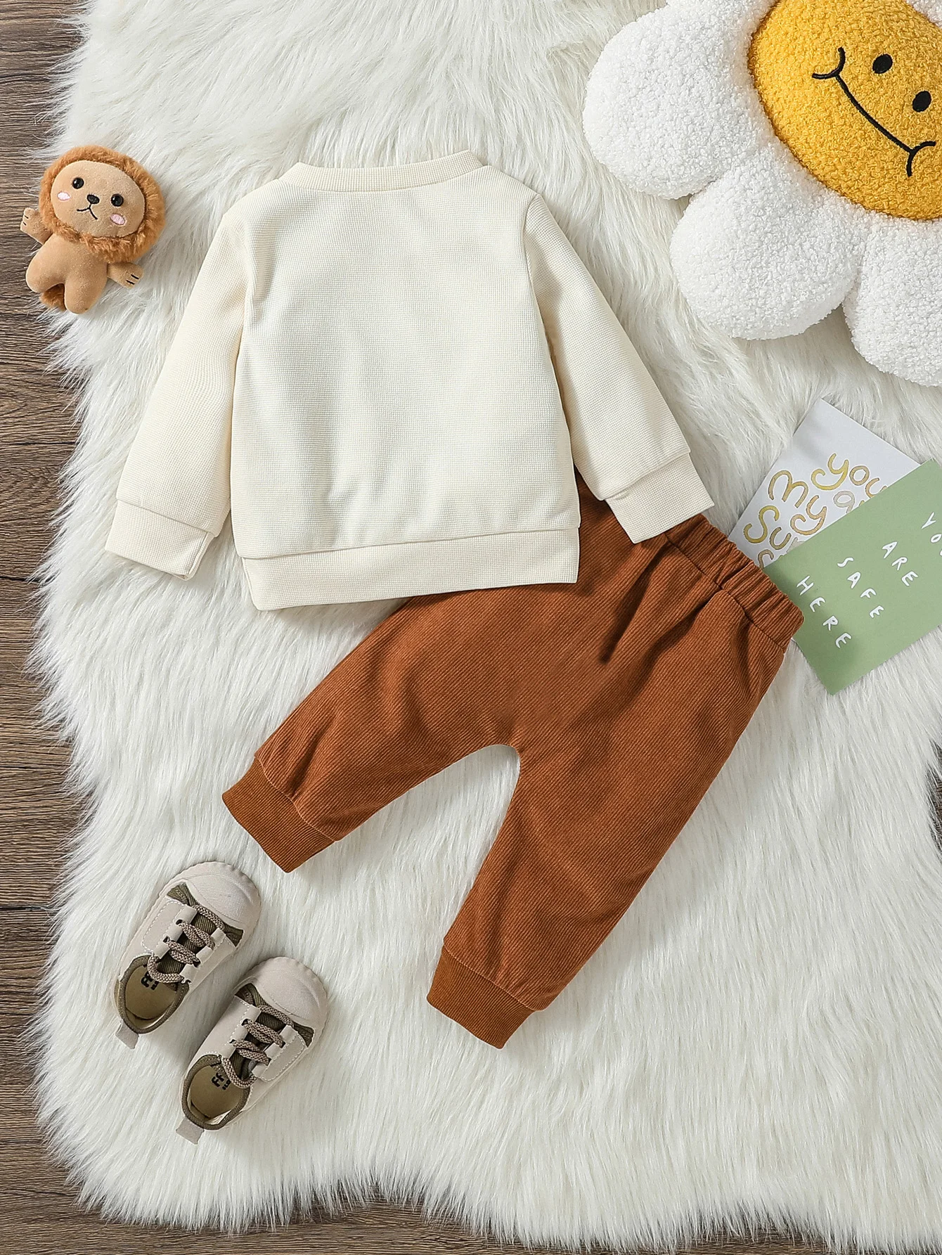 Baby Boys England Style Autumn/Winter Long Sleeve Print Letter Sweatshirt +Pant With Pocket For Outdoor Set