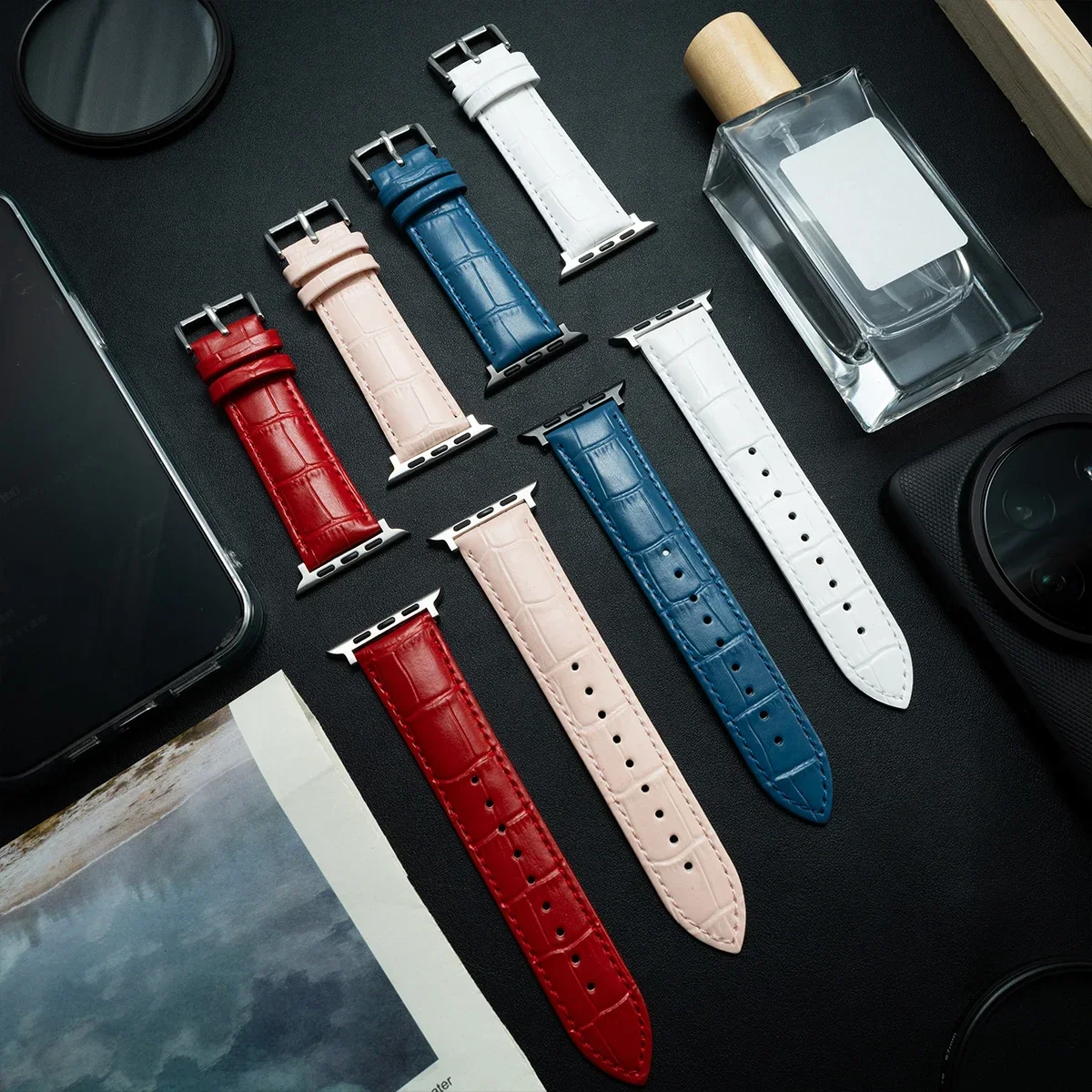 Watchband for Apple Watch Series Ultra/9/8/7/SE/6/5/4/3/2/1 Bamboo Patterns Leather Strap 49mm/45mm/44mm/42mm 41mm/40mm/38mm image 5