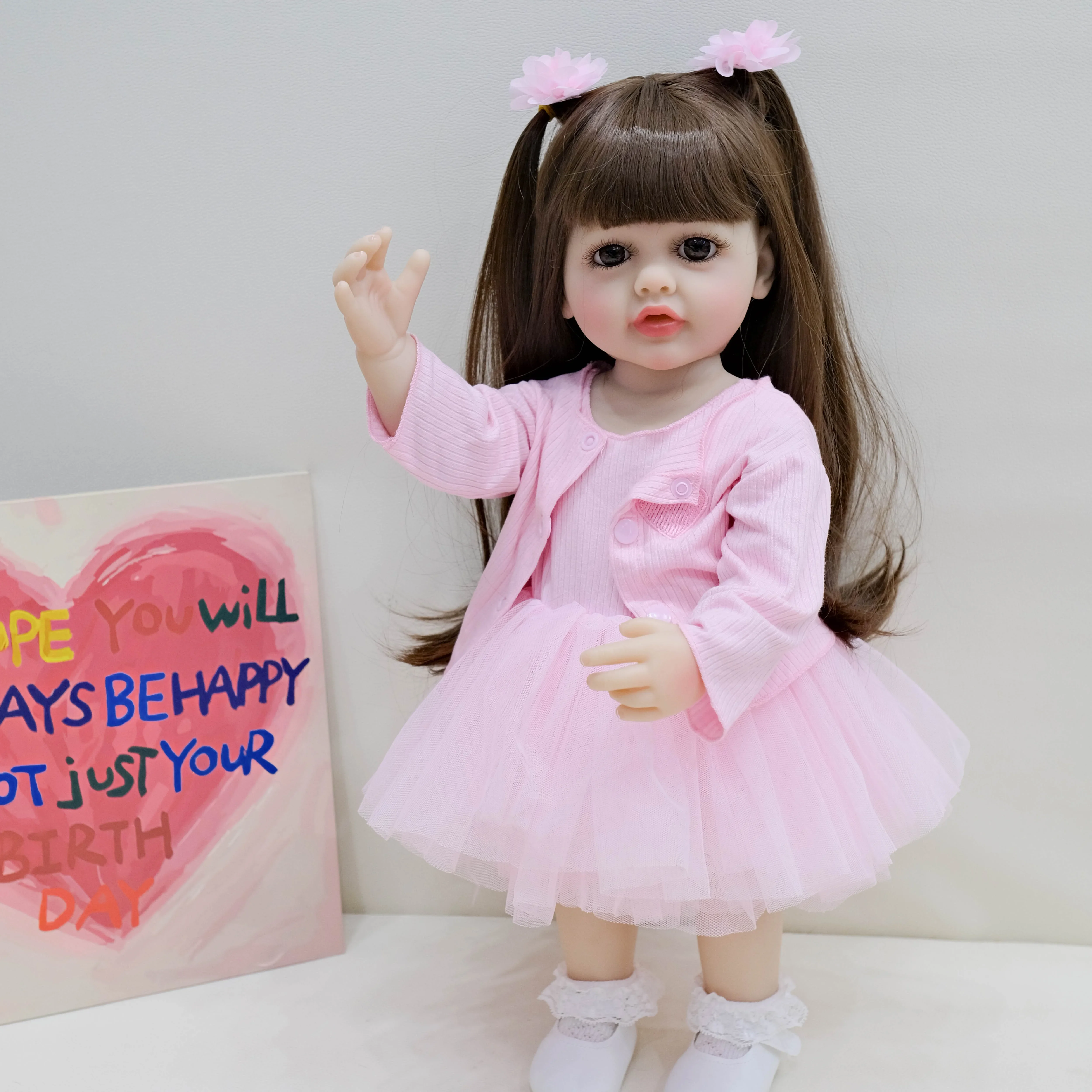 55CM Full Body Betty Soft Silicone Vinyl Reborn Toddler Girl Pretty Princess Lifelike Baby Doll Christmas Gift for Grils