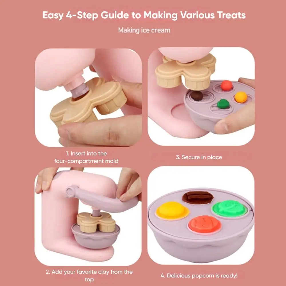 Stampi per argilla multicolore Set di giocattoli Accessori fai da te in plastica Simulazione Giocattoli da cucina Macchina per gelato Macchina per tagliatelle