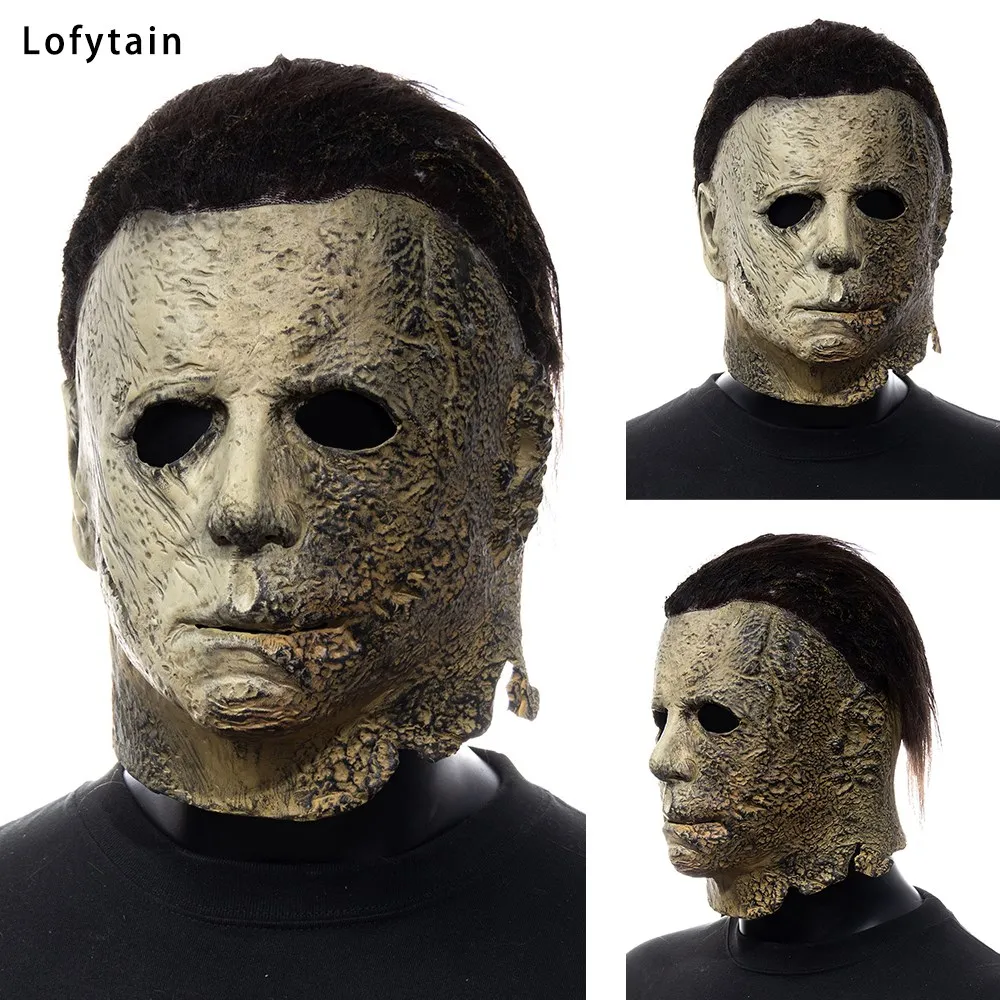 Lofytain 2022 Halloween Ends Michael Myers Horror Mask Cosplay Bloody Creepy Demon Killer Latex Helmet Party Carnival Props